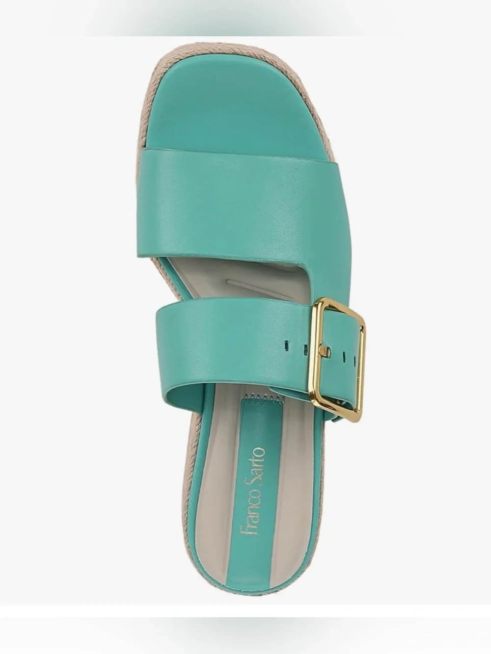 Franco Sarto Taziana Leather Slide Women's  Teal  Blue  Size 10M 26cm